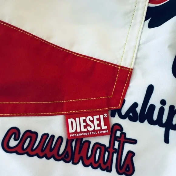 Diesel White and Red Swim Trunks - Picture 5 of 10